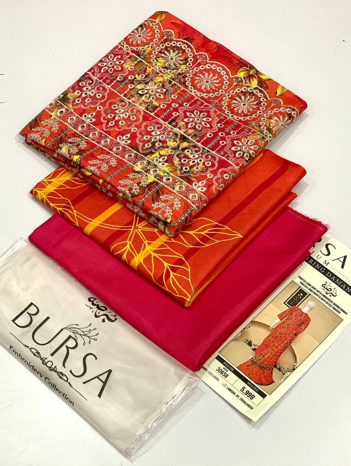BURSA-Lawn Daman Boring & Lawn Dupatta/Shawl,  vibrant 17 colors