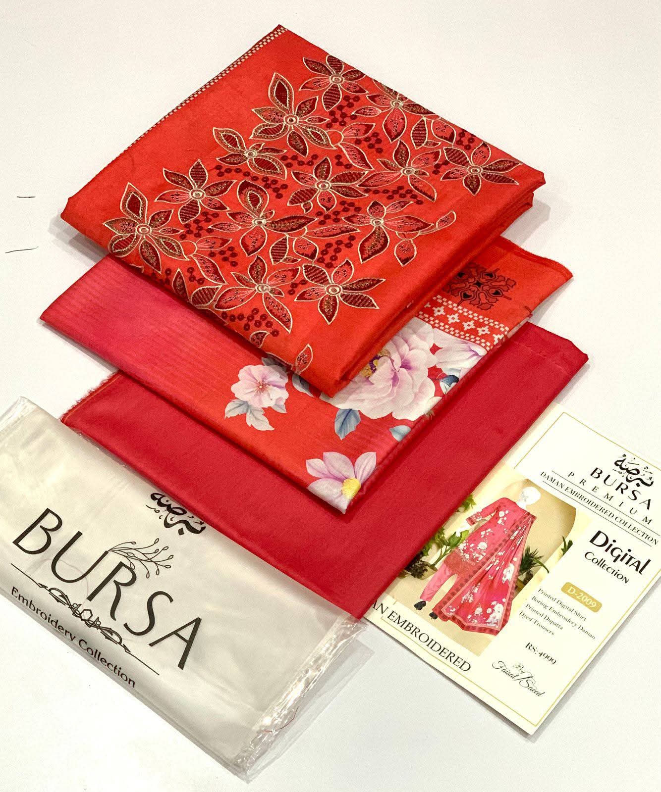 BURSA-Lawn Daman Boring & Lawn Dupatta/Shawl,  vibrant 17 colors