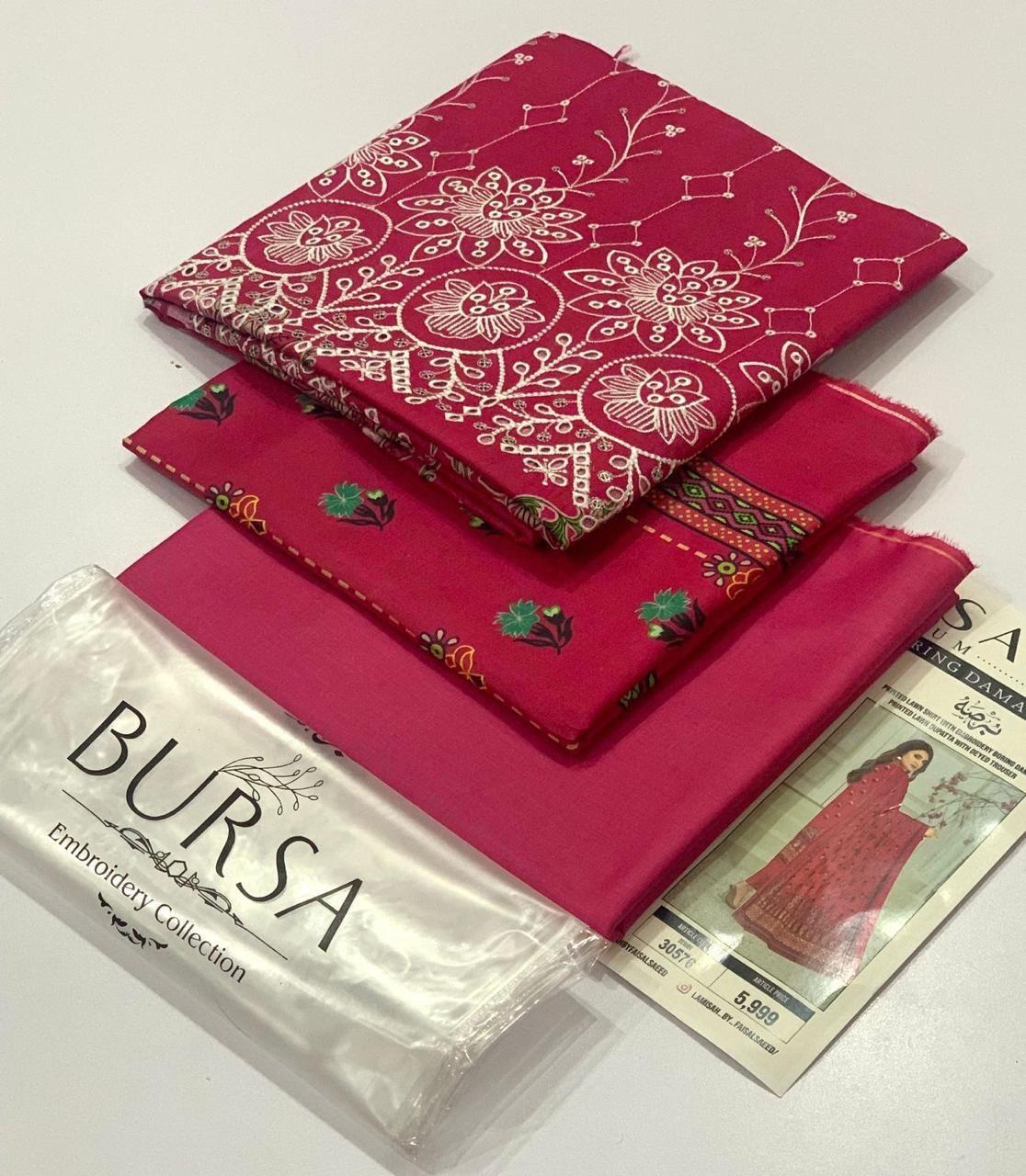 BURSA-Lawn Daman Boring & Lawn Dupatta/Shawl,  vibrant 17 colors