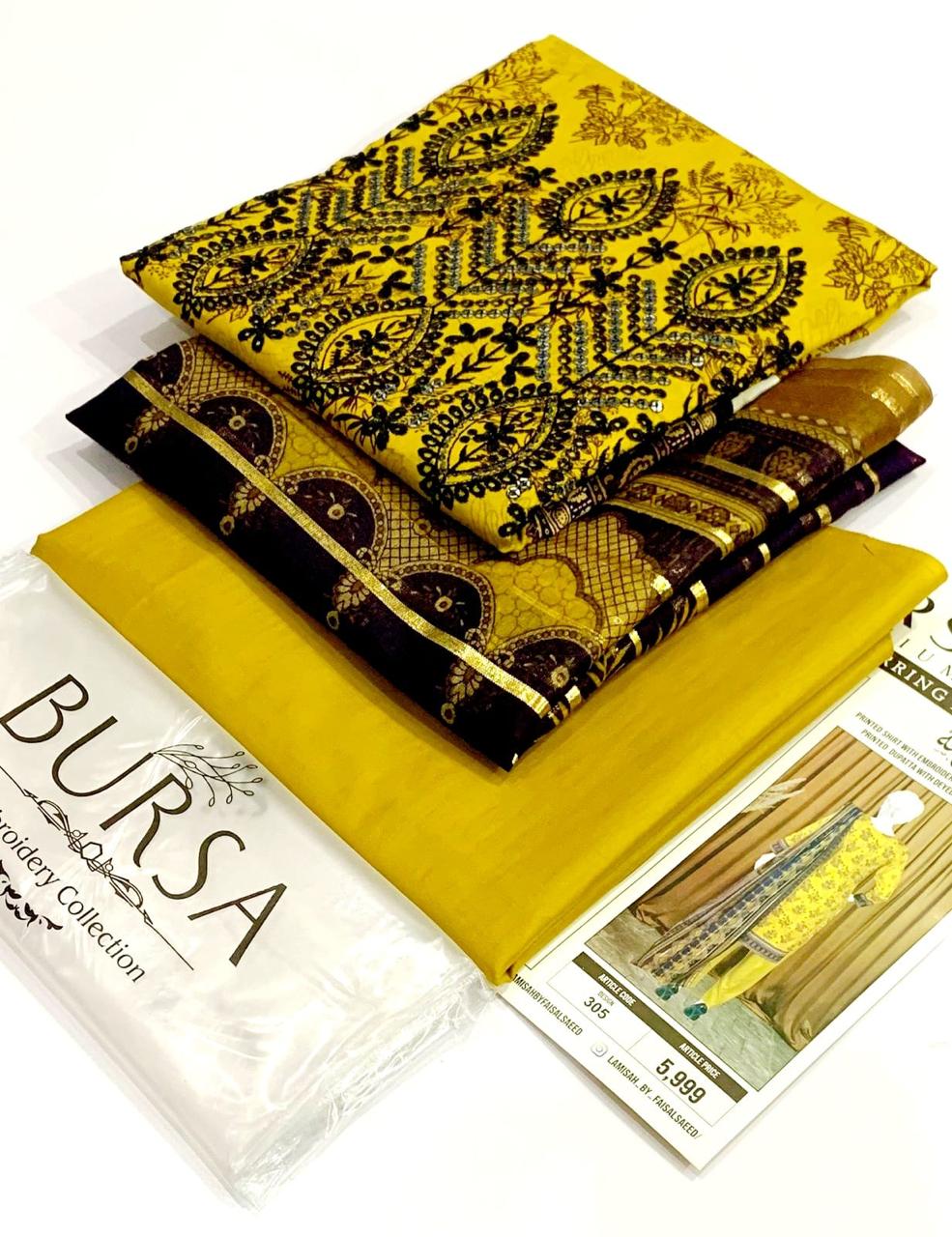 BURSA-Lawn Daman Boring & Lawn Dupatta/Shawl,  vibrant 17 colors