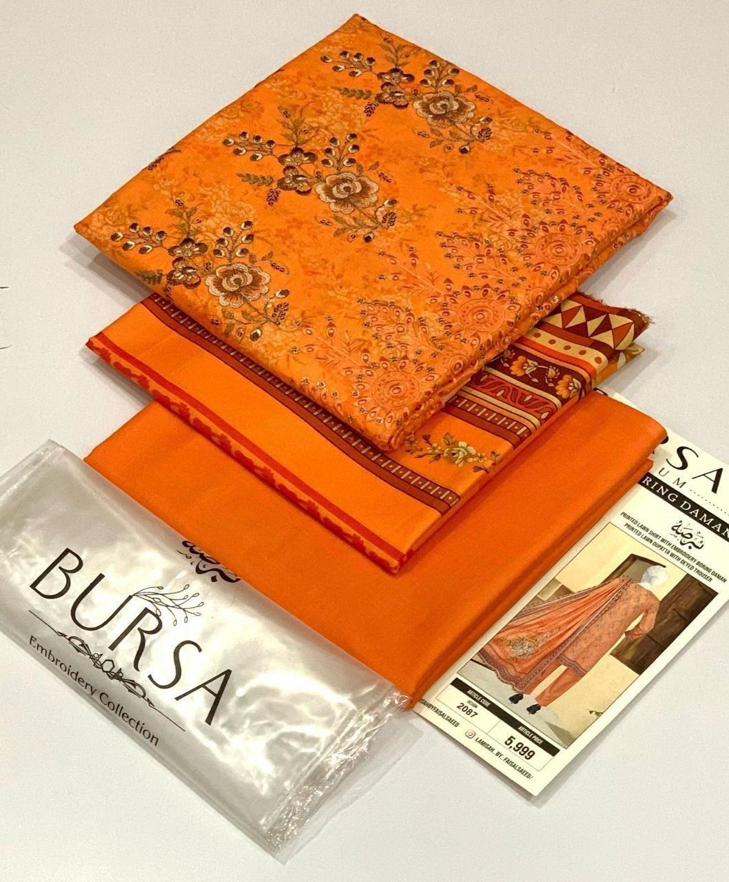 BURSA-Lawn Daman Boring & Lawn Dupatta/Shawl,  vibrant 17 colors