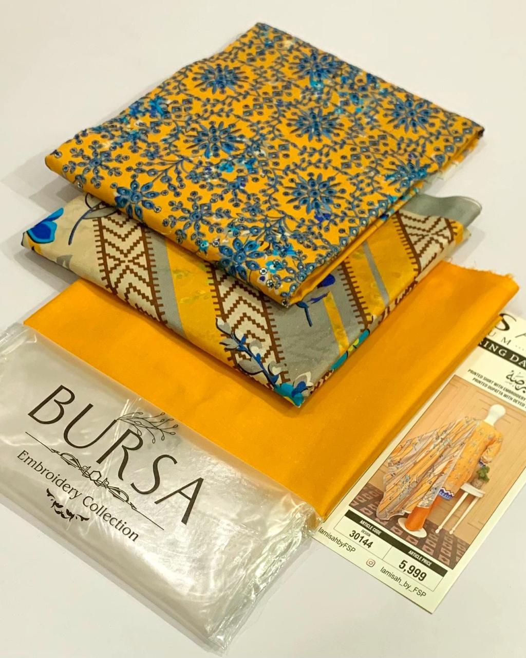 BURSA-Lawn Daman Boring & Lawn Dupatta/Shawl,  vibrant 17 colors