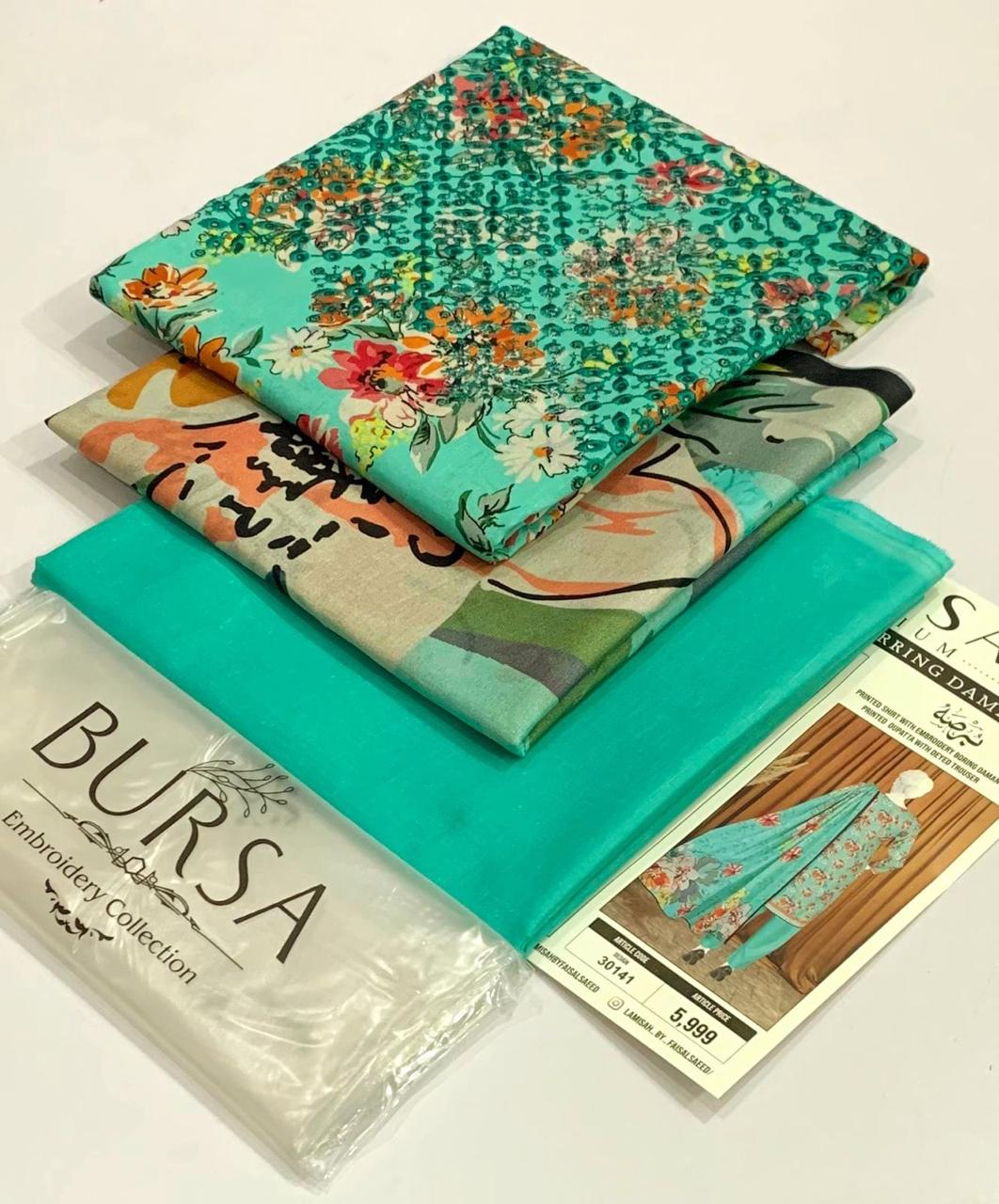 BURSA-Lawn Daman Boring & Lawn Dupatta/Shawl,  vibrant 17 colors