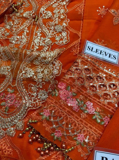 Maria B. Chiffon suit with malai trouser, sequence work
