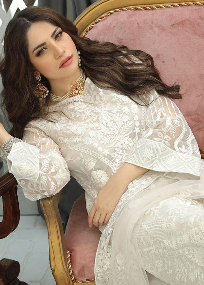 PARTY SUIT worn by NEELUM MUNIR, Organza shirt Front Full Heavy Embroidered With Sequence