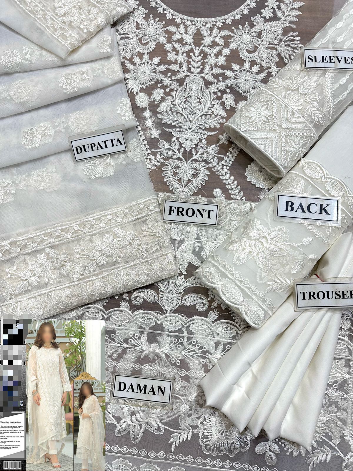 PARTY SUIT worn by NEELUM MUNIR, Organza shirt Front Full Heavy Embroidered With Sequence