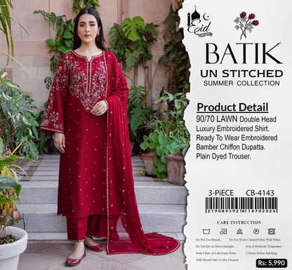 Batik-Premium dress  with Front Full Heavy  Embroidered