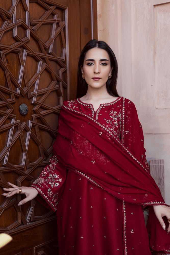 Batik-Premium dress  with Front Full Heavy  Embroidered
