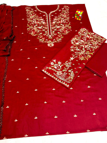 Batik-Premium dress  with Front Full Heavy  Embroidered