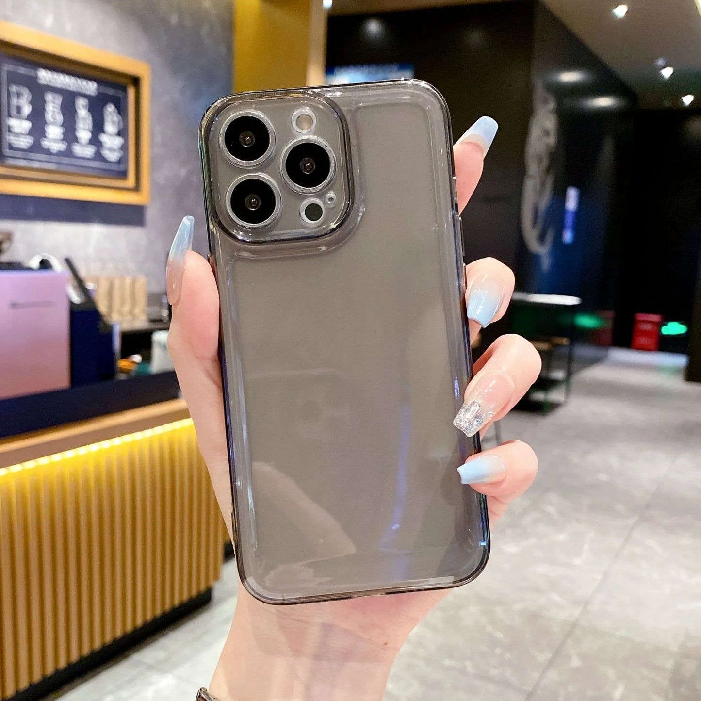 Black transparent anti-fall phone case for Apple 16 Promax, available wholesale.