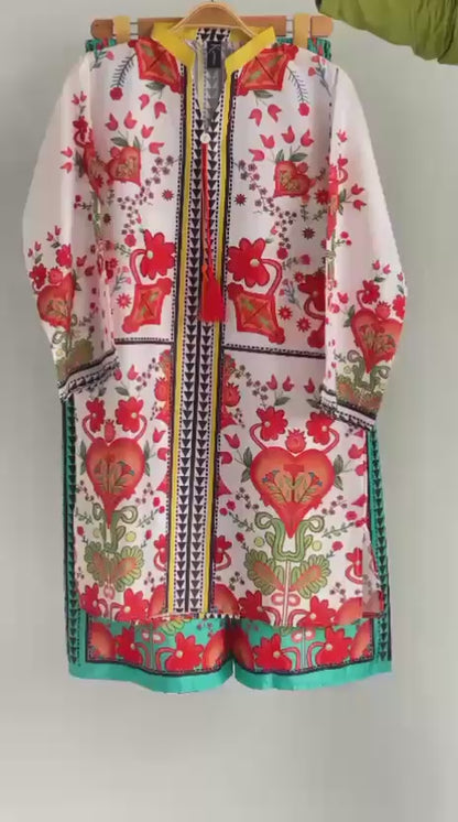 New arrival Stitched 2 pcs printed shirt and trouser
