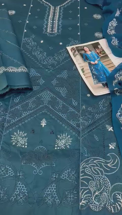 Qalamkar, Lawn with Chiffon & Emb. dupatta