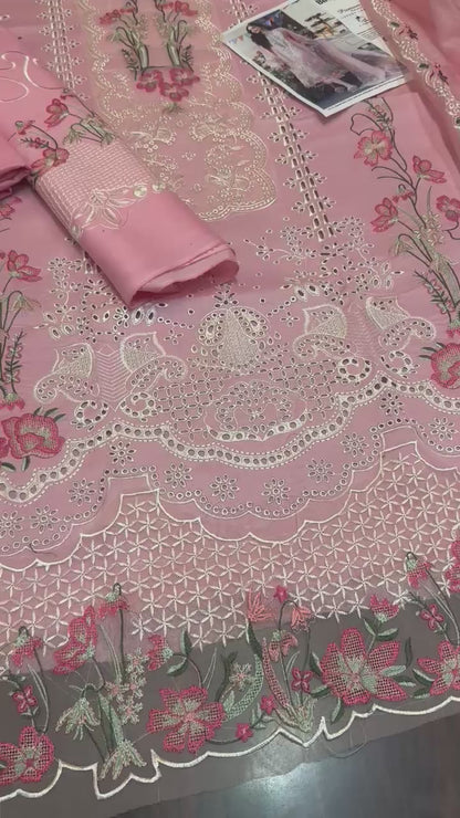 2026 Eid collection  Fine quality Lawn,  Khaadi net Emb Dopatta 3 Pcs