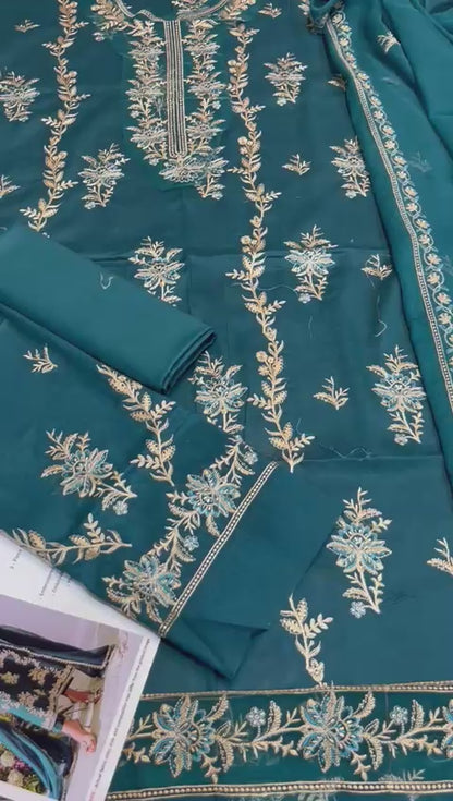 Vintage, Fine Quality Lawn with Chiffon Emb Dopatta, 3 Pcs Suit
