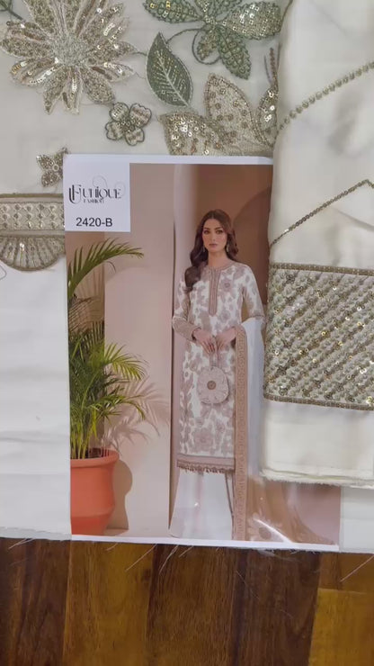 Jazmin, High-quality chiffon embroidered front and back, embroidered sleeves,