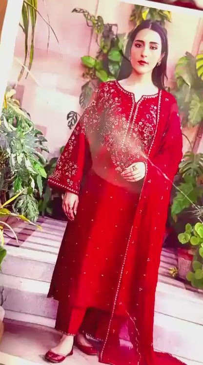 Batik-Premium dress  with Front Full Heavy  Embroidered