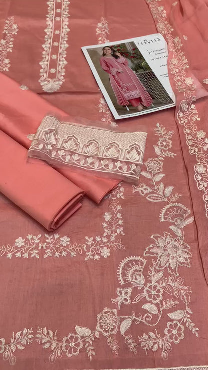 Zarqash, Fine Quality Lawn with Chiffon Embroidered Dopatta, 3 Pcs Suit