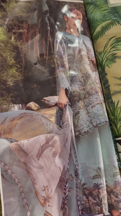Maria.B,Printed lawn with fully embroidered spengle work neckline