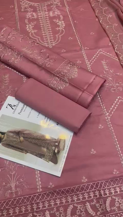 Zara rubab Fine Quality 90/70 Lawn with Chiffon Emb Dopatta