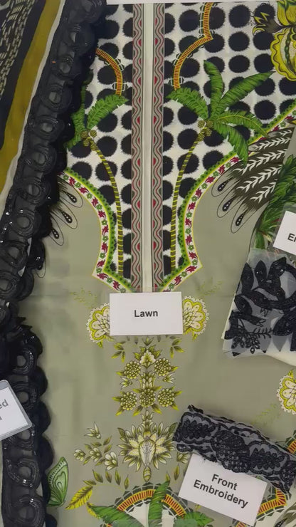 Fine quality Lawn & Chiffon, Embroidered,
