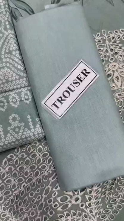 NUREH unstitched Replica LAWN embroidery Suit With CHIFFON embroidered Dupatta