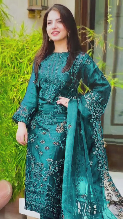 Nisa, 6137 Premium lawn Pure Airjet  90/70, Front full heavy embroidered with thread