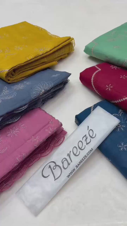 Bareezè Lawn 3Pcs Embroidered 6 colors