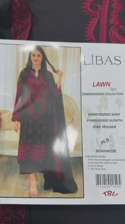 LIBAS, PURE LAWN 3PC EMBROIDERED