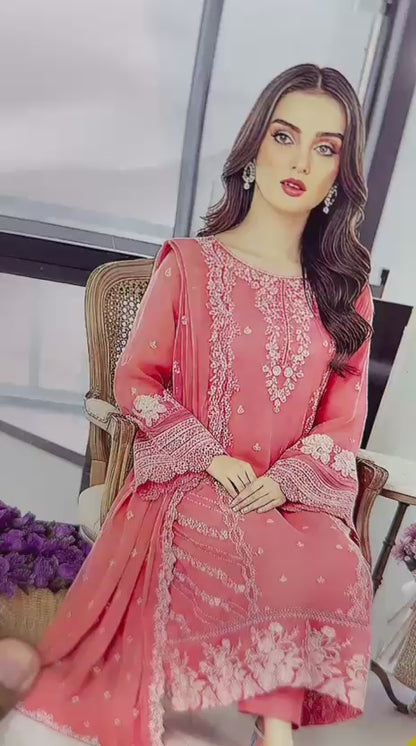 *AZURE 5177🍂Luxury Embroidered 3-Piece: Best Export Quality Airjet Lawn (90/70)*