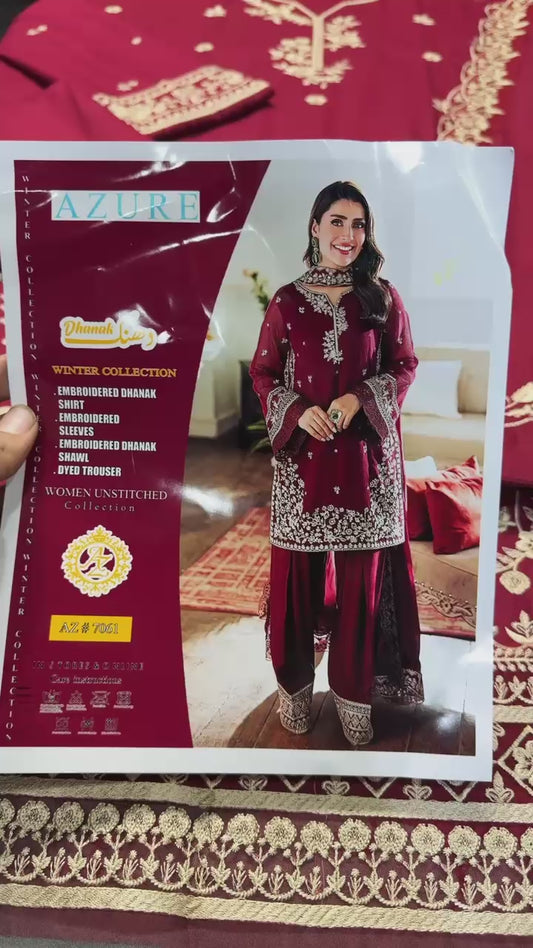 Ladies winter collection Embroidered AZURE