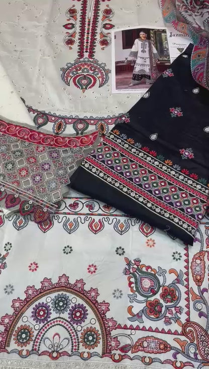 Jazmin Luxury Fine Quality Lawn with voil diamond Dopatta3 Pcs Suit