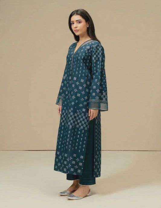 3 piece Khaddar suit Pret Embellishments Lime light