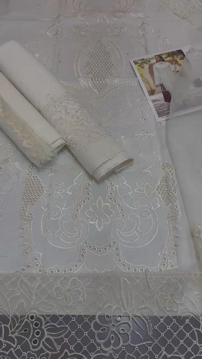 Maria B, Luxury lawn with khaddi net embroidered dupatta