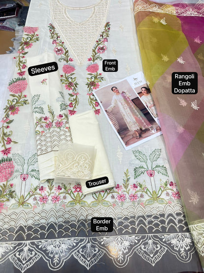 Jeem summer 2026 collection hit Code Available on Fine Quality Lawn with Rangoli Dimond Emb Dopatta