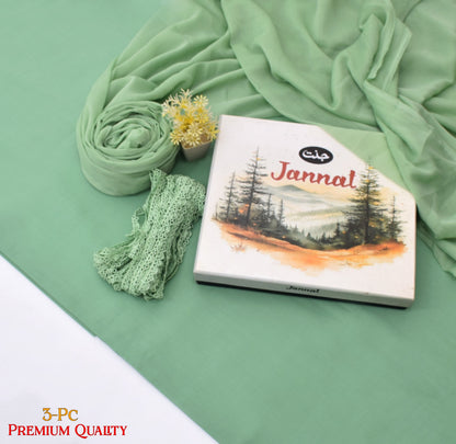 JANNAT BRAND- DYED BRANDED LAWN SHIRT,TROUSER, KRINKAL SHAFOON DUPPATA