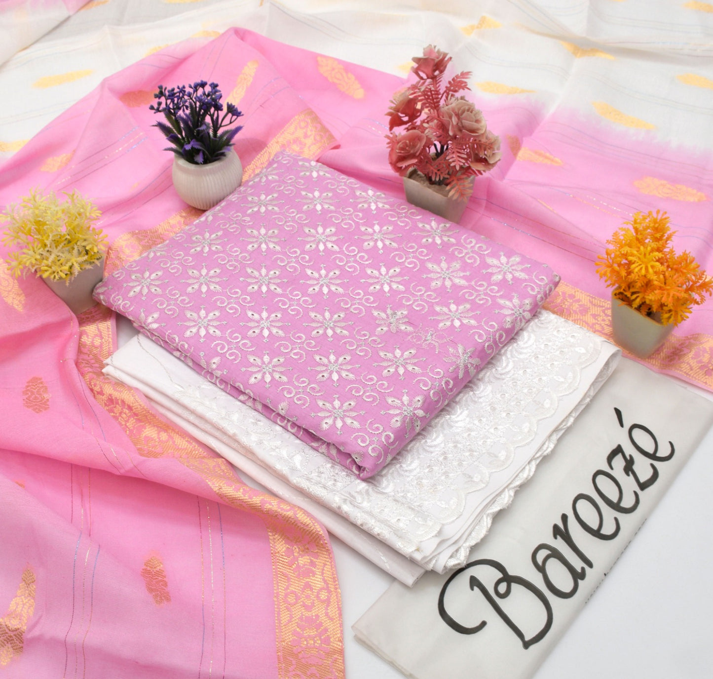 Bareezè, Lawn 2026, Dorya cotton,3pcs,embroidered 36 color's