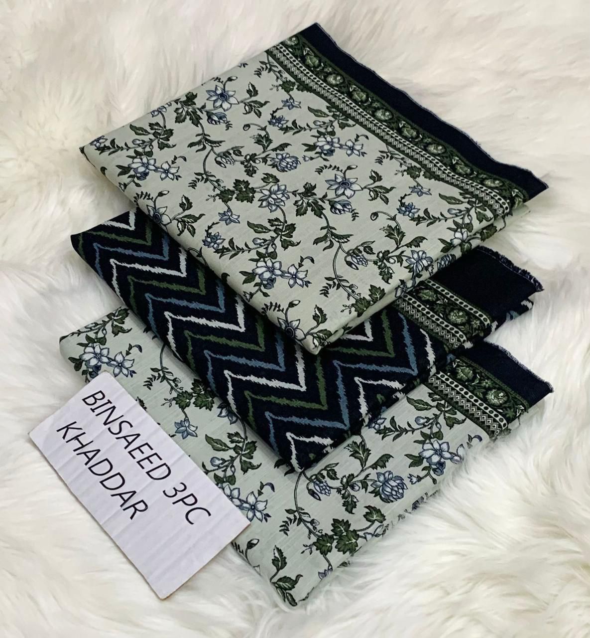 Ladies winter collection printed Karandi (Dupatta, shirt, trouser, 3Pcs)