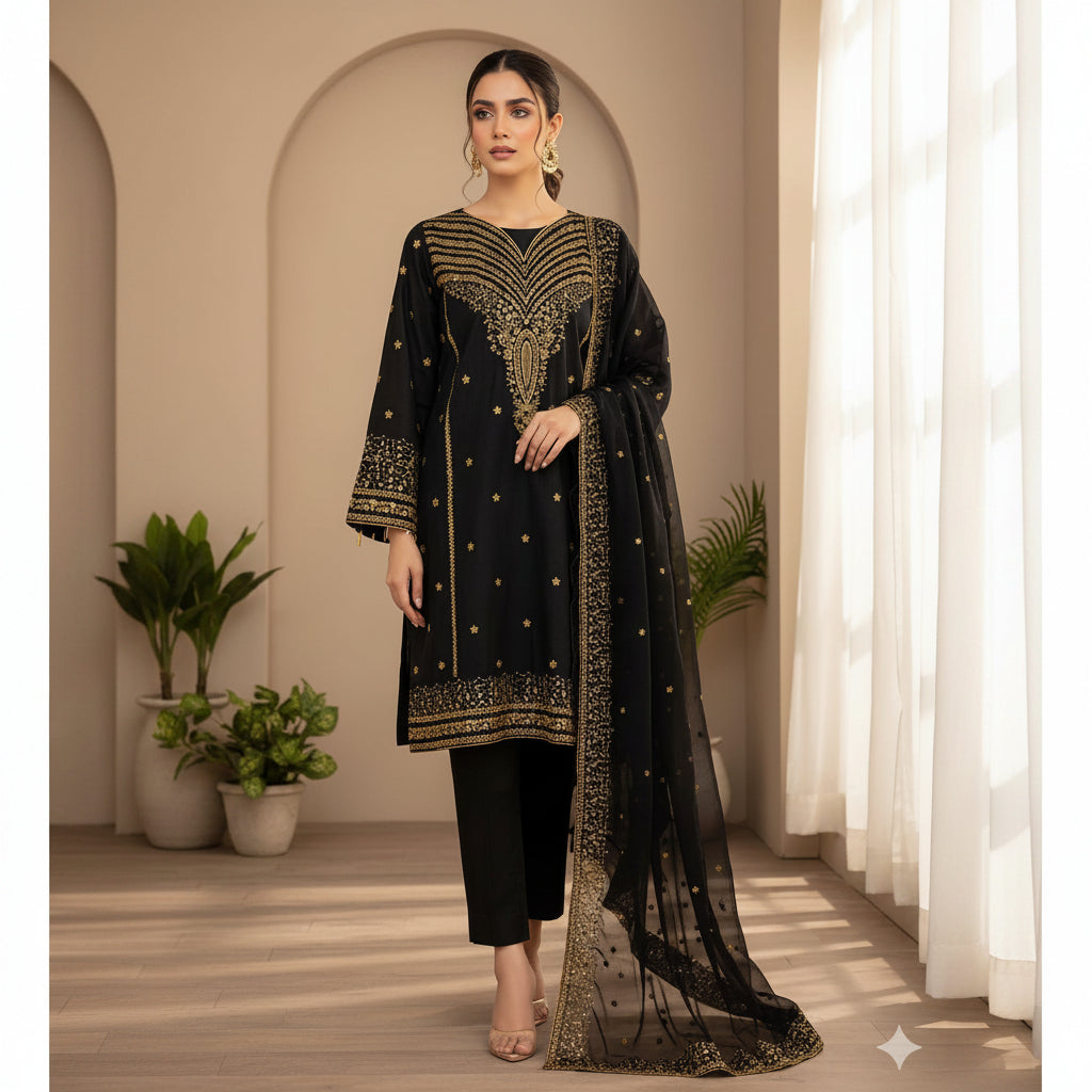 Lawn/cotton Hit Traditional Fully Sequence Embroidered, 2K26
