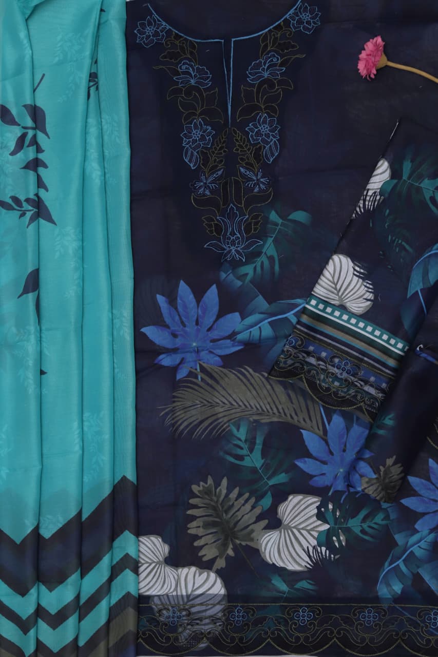 LAWN Fabric PCS, Front Lawn Printed,Daman Embroidery Patch