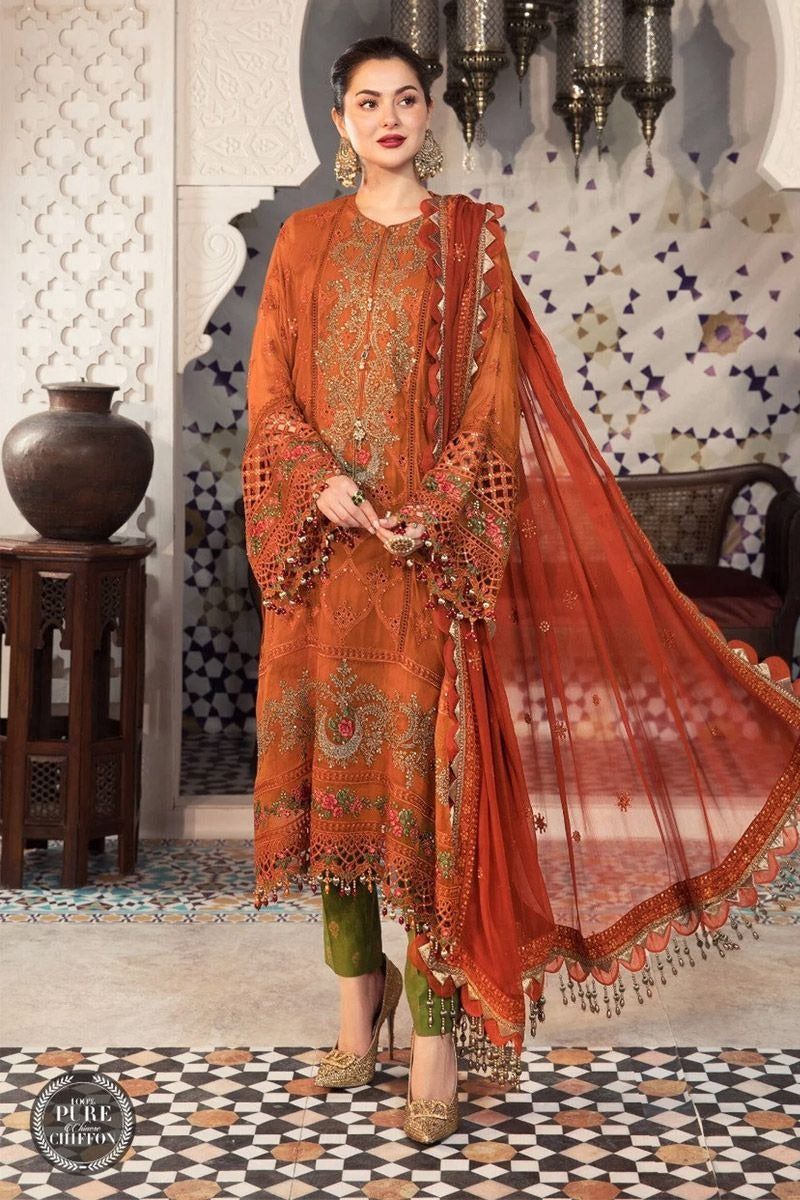 Maria B.CHIFFON Suit With MALAI Trouser