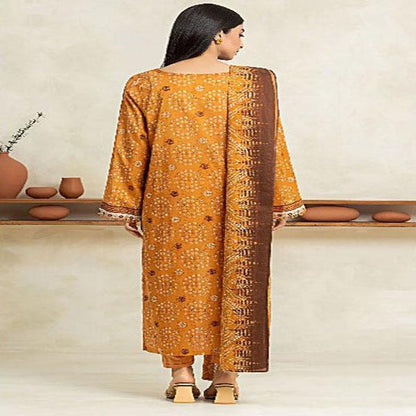 3 Piecess unstitched Linen printed  suit