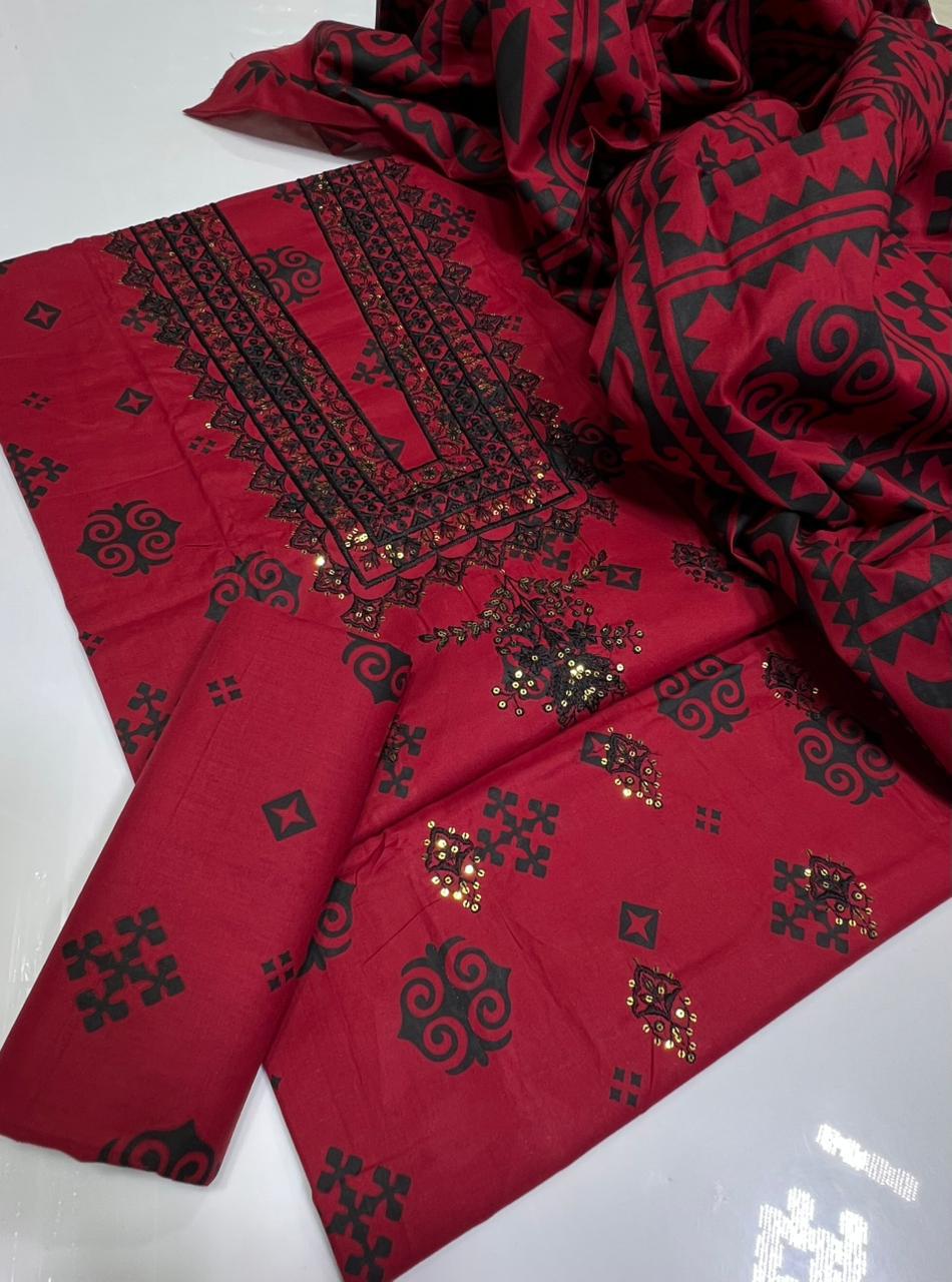 Premium lawn,cotton printed 3-pcs V-Gala Embroidery