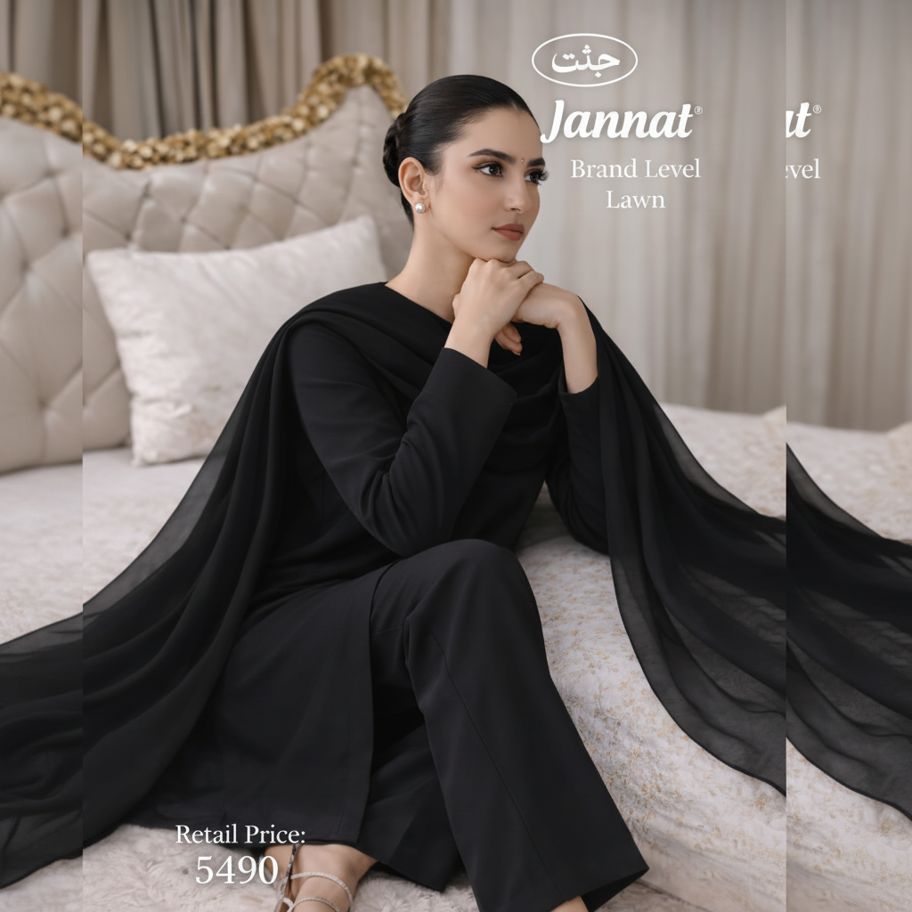 JANNAT BRAND- DYED BRANDED LAWN SHIRT,TROUSER, KRINKAL SHAFOON DUPPATA