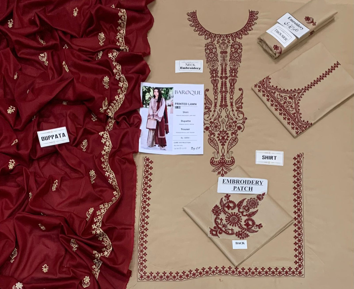 Summer collection, 3 PCs unstitched dress