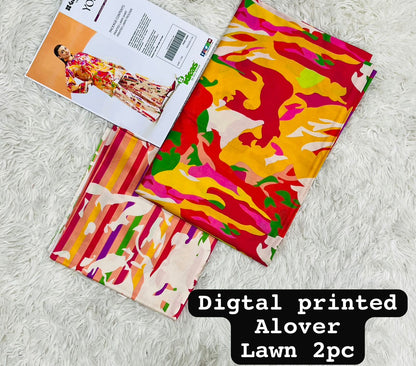 Gul- Ahmed, 02 PCS, printed UnStitched dress, Lawn90’88