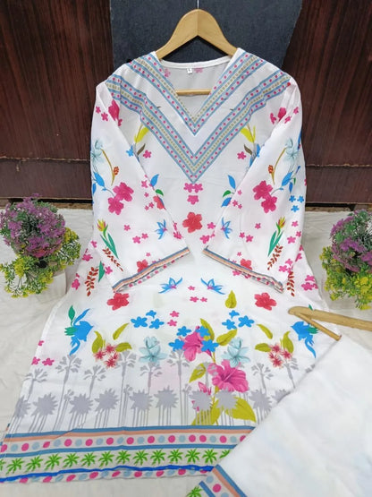 Swiss lawn digital print coord dress