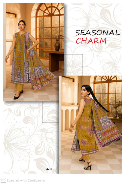 Ladies printed Karandi dress