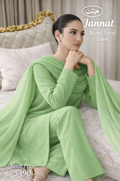 JANNAT BRAND- DYED BRANDED LAWN SHIRT,TROUSER, KRINKAL SHAFOON DUPPATA