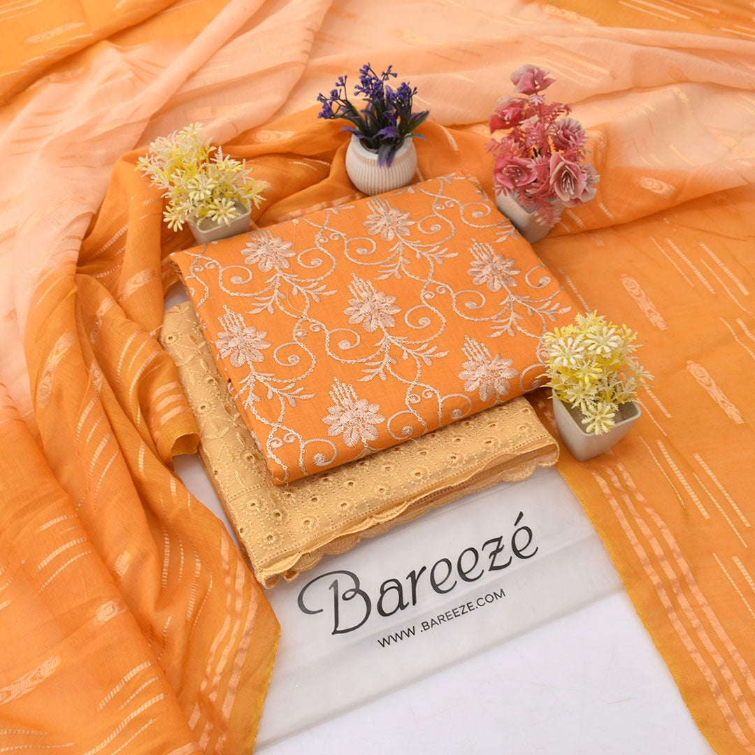 Bareezè, Lawn 2026, Dorya cotton,3pcs,embroidered 36 color's