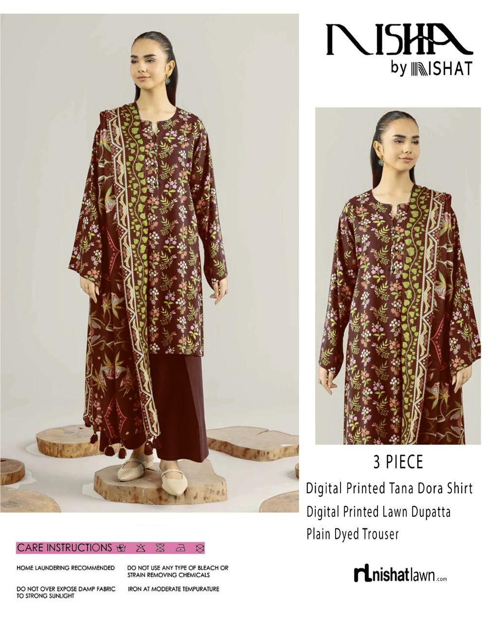 NISHA, by Nishat, Premium Printed Lawn Tana Dora Shirt